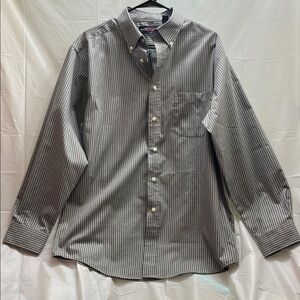 Roundtree & Yorke Gray Striped Button-Down Shirt